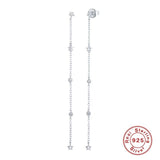 925 Silver Tassel Star Drop Earrings Cubic Zirconia Party Jewelry