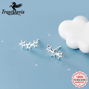 TrustDavis 925 Sterling Silver Star Earring For Women Wedding Birthday Present