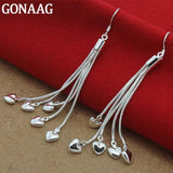 925 Silver Heart-Shaped Snake Bone Earrings Women's Jewelry Wedding