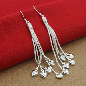 925 Silver Heart-Shaped Snake Bone Earrings Women's Jewelry Wedding
