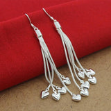 925 Silver Heart-Shaped Snake Bone Earrings Women's Jewelry Wedding