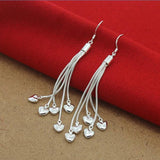 925 Silver Heart-Shaped Snake Bone Earrings Women's Jewelry Wedding