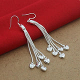925 Silver Heart-Shaped Snake Bone Earrings Women's Jewelry Wedding