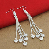 925 Silver Heart-Shaped Snake Bone Earrings Women's Jewelry Wedding