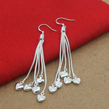 925 Silver Heart-Shaped Snake Bone Earrings Women's Jewelry Wedding
