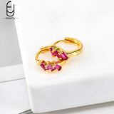 925 Silver Hoop Earrings Red Crystal Pendant High Women's Jewelry
