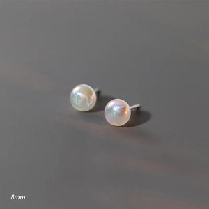 925 Silver Mermaid Pearl Stud Earrings Charming Jewelry Gift
