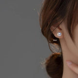 925 Silver Mermaid Pearl Stud Earrings Charming Jewelry Gift