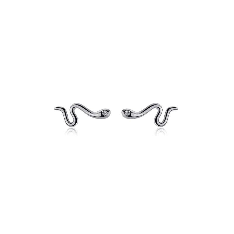 925 Silver Snake CZ Stud Earring for Women Fine Jewelry