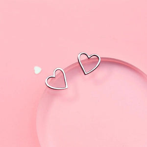 925 Silver Heart Stud Earring for Girl Kid Lady