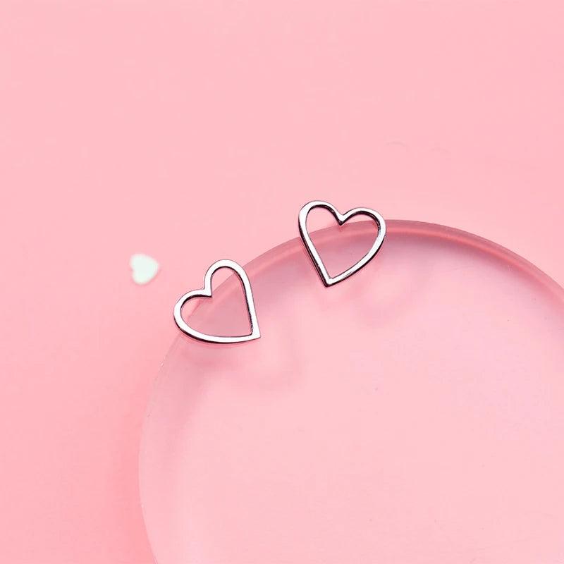 925 Silver Heart Stud Earring for Girl Kid Lady