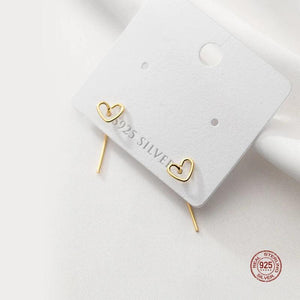 925 Silver Hollow Love Heart Stud Earrings Women Party Jewellery