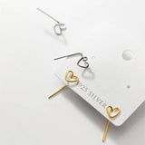 925 Silver Hollow Love Heart Stud Earrings Women Party Jewellery
