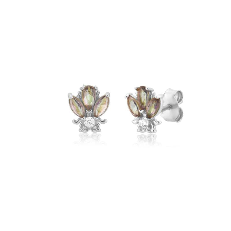 925 Silver Bees Stud Earring Rock Punk Zircon Animal