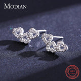 925 Silver Heart to Heart Stud Earrings Women Wedding Jewelry