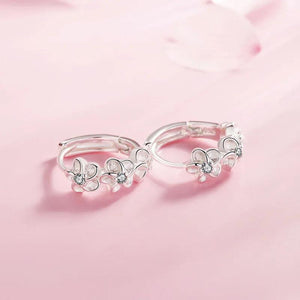 925 Silver CZ Flower Hoop Earrings for Women