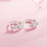 925 Silver CZ Flower Hoop Earrings for Women