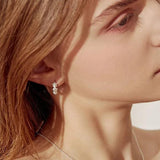 925 Silver CZ Flower Hoop Earrings for Women