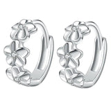 925 Silver CZ Flower Hoop Earrings for Women