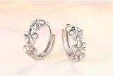 925 Silver CZ Flower Hoop Earrings for Women