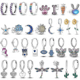 Moon Star Shell Clip Earrings 925 Silver Women Jewelry