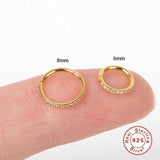 925 Silver Three-ball Cartilage Earrings 6mm/8mm Hoops Nose Ring