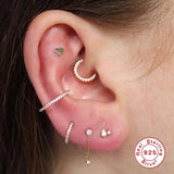 925 Silver Three-ball Cartilage Earrings 6mm/8mm Hoops Nose Ring