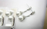 Clear Crystal Long Pearls Drop Earrings Teardrop Bridal Wedding Jewelry