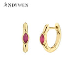925 Silver Slim Hoop Huggie Clip CZ Circle Loop Earring