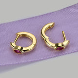 925 Silver Slim Hoop Huggie Clip CZ Circle Loop Earring