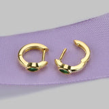 925 Silver Slim Hoop Huggie Clip CZ Circle Loop Earring