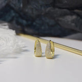 14k Diamond Zircon Buckle Earrings for Woman Shine Party Daily