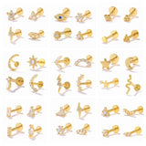 925 Silver Stud Earrings Threaded Labret Piercing Jewelry Cartilage