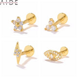 925 Silver Stud Earrings Threaded Labret Piercing Jewelry Cartilage