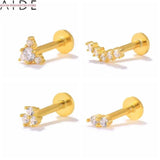 925 Silver Stud Earrings Threaded Labret Piercing Jewelry Cartilage