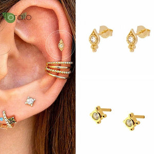 925 Silver Evil Eye Stud Earrings Women Party Jewelry