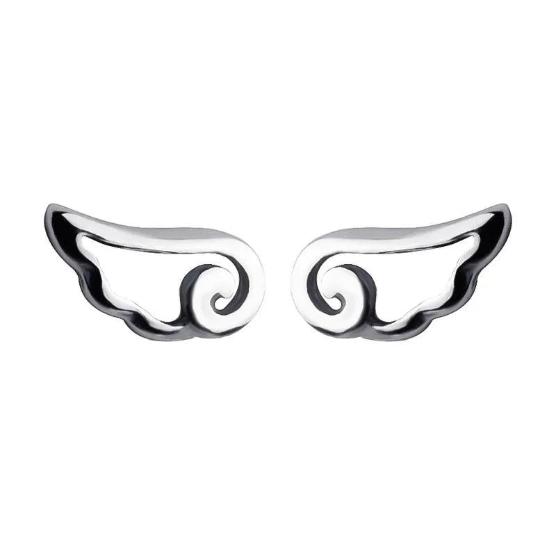 TrustDavis 925 Sterling Silver Angel Wings Stud Earrings For Women