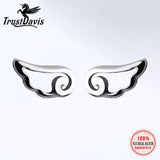 TrustDavis 925 Sterling Silver Angel Wings Stud Earrings For Women