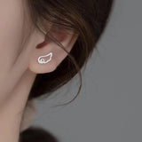 TrustDavis 925 Sterling Silver Angel Wings Stud Earrings For Women