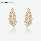 925 Silver Leafs Stud Earrings with CZ - Spring Valentiens Jewels