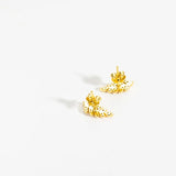 925 Silver Leafs Stud Earrings with CZ - Spring Valentiens Jewels