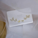 14k Crystal Butterfly Stud Earrings for Woman - Holiday Party Earring Set