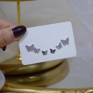 14k Crystal Butterfly Stud Earrings for Woman - Holiday Party Earring Set