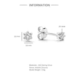 925 Silver CZ Zircon Stud Earrings Minimalist Wedding Jewelry