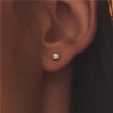 925 Silver CZ Zircon Stud Earrings Minimalist Wedding Jewelry