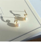 14K Geometric Spiral Pearl Earrings Party Accessories