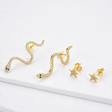 925 Silver Tiny Zircon Star Moon Stud Earring Crystal Jewelry
