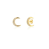 925 Silver Tiny Zircon Star Moon Stud Earring Crystal Jewelry