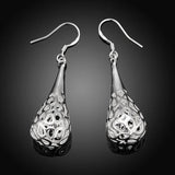 925 Silver Teardrop Long Earrings Wedding Jewelry Women