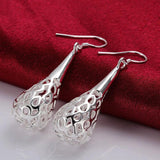 925 Silver Teardrop Long Earrings Wedding Jewelry Women